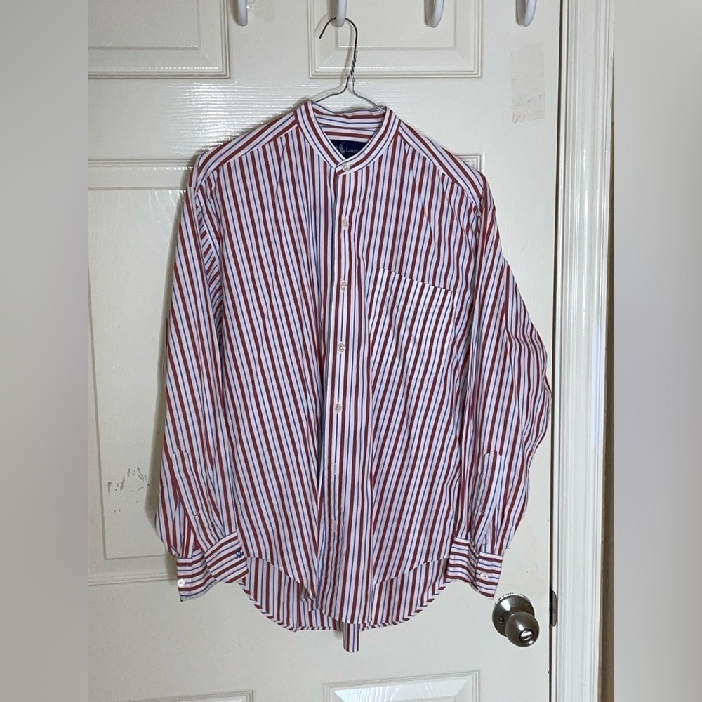 Women's Vintage Ralph Lauren Polo White Blue Red Striped Shirt Size 8 - Picture 8 of 8